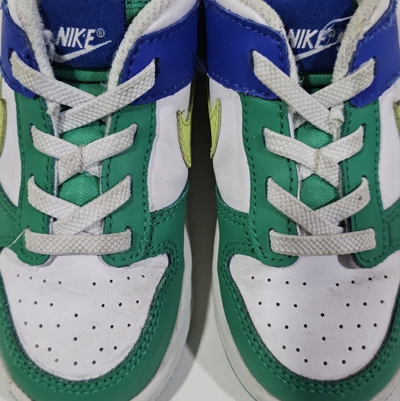 Nike Dunk Low Baby Infant Toddler Boy Girl 9 C Royal Blue Stadium Green White - Picture 9 of 11